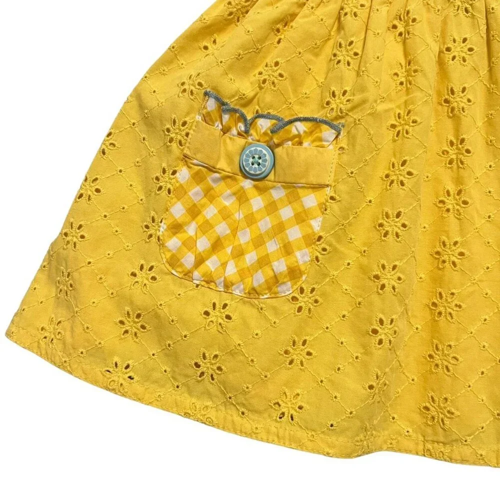 Matilda Jane 4Y Splendid Sunshine Yellow Eyelet Pinafore Dress